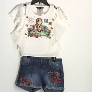 GIRLS SHORTS & NICOLE LEE SHIRT SIZE 10/12
